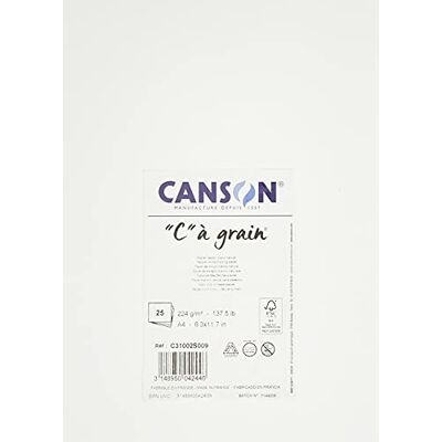 Canson "C" grain 25 ark A4 224 g/m² färg vit Canson "C" grain 25 ark A4 224 g/m² färg vit