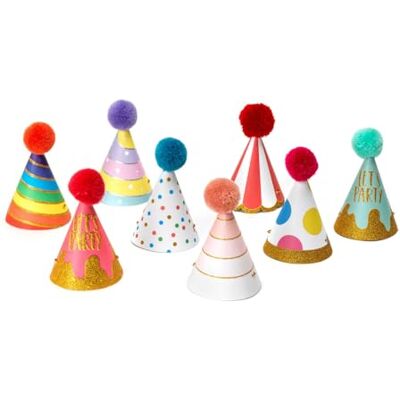 LEGAMI Slipsar med 8 st hattar med pompon och glitter detaljer, En storlek, Ø 4,2 cm LEGAMI Slipsar med 8 st hattar med pompon och glitter detaljer, En storlek, Ø 4,2 cm