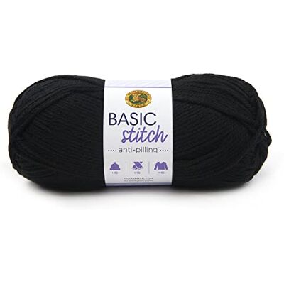 Lion Brand Yarn Lion Brand Basic Stitch Anti-Pilling Garn för virkning, noppsäkert, 1-pack, svart Lion Brand Yarn Lion Brand Basic Stitch Anti-Pilling Garn för virkning, noppsäkert, 1-pack, svart