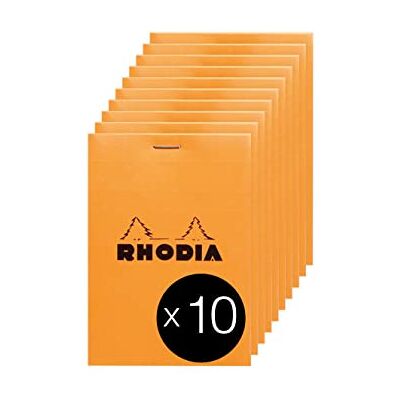 Rhodia 12200Cpack orange häftat anteckningsblock nr 12-8,5 x 12 cm små plattor 80 avtagbara ark vitt Clairefontaine papper 80 g/m² belagd kortomslag förpackning med 10 block Rhodia 12200Cpack orange häftat anteckningsblock nr 12-8,5 x 12 cm små plattor 80 avtagbara ark vitt Clairefontaine papper 80 g/m² belagd kortomslag förpackning med 10 block