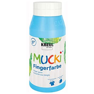 KREUL 23213 – Mucki lysande fingerfärg, 750 ml i ljusblå, vattenbaserad, parabenfri, glutenfri, laktosfri och vegansk, tvättbar, kan målas med pensel, svamp, spatel och fingrar KREUL 23213 – Mucki lysande fingerfärg, 750 ml i ljusblå, vattenbaserad, parabenfri, glutenfri, laktosfri och vegansk, tvättbar, kan målas med pensel, svamp, spatel och fingrar