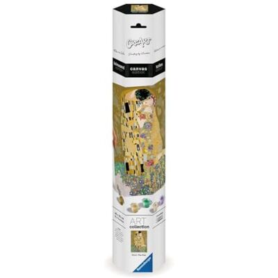 Ravensburger CreArt 23916 Kyssen (Gustav Klimt) Målning av Number Adults, DIY-målningsset med pensel- och akrylfärger, present till kvinnor och män, målning på duk Ravensburger CreArt 23916 Kyssen (Gustav Klimt) Målning av Number Adults, DIY-målningsset med pensel- och akrylfärger, present till kvinnor och män, målning på duk