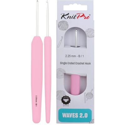 KnitPro Waves Crochet Hooks – 2.25mm Crochet Hook, Ergonomic Soft Handles, Soft Rubber Grip for Arthritic Hands, Light & Comfortable Crochet Needles for Knitting KnitPro Waves Crochet Hooks – 2.25mm Crochet Hook, Ergonomic Soft Handles, Soft Rubber Grip for Arthritic Hands, Light & Comfortable Crochet Needles for Knitting