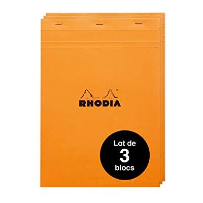 Rhodia 18200AMZC – set med 3 anteckningsblock nr 18 DIN A4 (21 x 29,7 cm), häftad på huvudsidan, 80 ark mikroperforerat, rutig, Clairefontaine papper vitt 80 g, omslag orange, 3 stycken Rhodia 18200AMZC – set med 3 anteckningsblock nr 18 DIN A4 (21 x 29,7 cm), häftad på huvudsidan, 80 ark mikroperforerat, rutig, Clairefontaine papper vitt 80 g, omslag orange, 3 stycken
