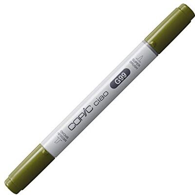 Copic Ciao märkpenna typ G – 99, oliv, mångsidig layoutmärkpenna med en medelbred och en penselspets Copic Ciao märkpenna typ G – 99, oliv, mångsidig layoutmärkpenna med en medelbred och en penselspets