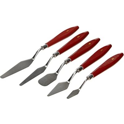 KREUL 41823 – målningskniv med elastiska metallblad och trähandtag, 5 stycken, för spatel och modellering KREUL 41823 – målningskniv med elastiska metallblad och trähandtag, 5 stycken, för spatel och modellering