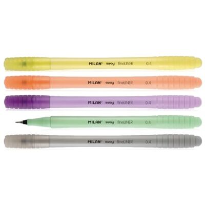 MILAN ® Box 5 markörer SWAY pastellfineliner 0,4 mm fin spets MILAN ® Box 5 markörer SWAY pastellfineliner 0,4 mm fin spets