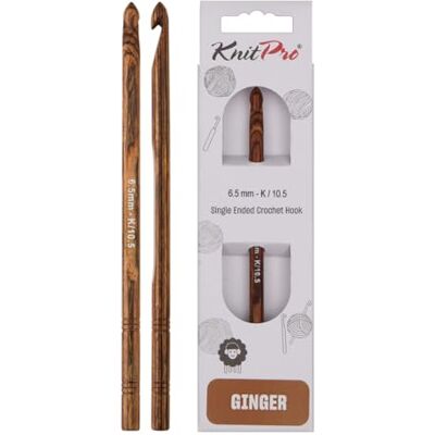 KnitPro Ginger Trä (6.50mm) Enkeländad Handgjord Virknål 1 Virknål KnitPro Ginger Trä (6.50mm) Enkeländad Handgjord Virknål 1 Virknål