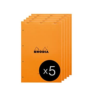 Rhodia 119700C häftade anteckningsblock nr 119 orange granskning A4+ flerfärgade förtryckt 80 löstagbara ark 4 hål, Clairefontaine gult papper 80 g/m² förpackning med 5 block Rhodia 119700C häftade anteckningsblock nr 119 orange granskning A4+ flerfärgade förtryckt 80 löstagbara ark 4 hål, Clairefontaine gult papper 80 g/m² förpackning med 5 block