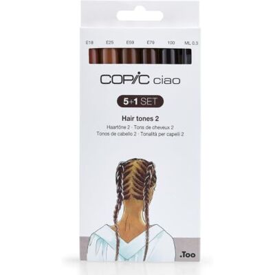 Copic Ciao färgad markörpenna – 5 + 1 set hårtoner 2, för konst & hantverk, färgning, grafik, överstrykningspennor, design, anime, professionella och nybörjare, konsttillbehör och målarböcker Copic Ciao färgad markörpenna – 5 + 1 set hårtoner 2, för konst & hantverk, färgning, grafik, överstrykningspennor, design, anime, professionella och nybörjare, konsttillbehör och målarböcker