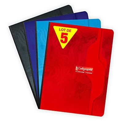Clairefontaine Kalligraphe anteckningsblock med mjukt skydd, 17 x 22 cm, Séyès, 96 ark, 70 g blandade färger, 5-pack Clairefontaine Kalligraphe anteckningsblock med mjukt skydd, 17 x 22 cm, Séyès, 96 ark, 70 g blandade färger, 5-pack