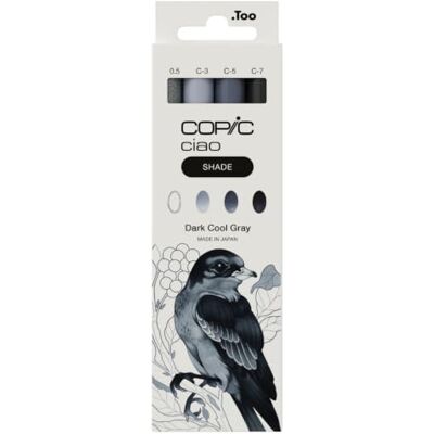 Copic Ciao Shade Set Dark Cool Gray, 3 tvillingmärkpennor med en medelbred och en penselspets, inkl. multiliner Cool Gray 0,5 mm Copic Ciao Shade Set Dark Cool Gray, 3 tvillingmärkpennor med en medelbred och en penselspets, inkl. multiliner Cool Gray 0,5 mm