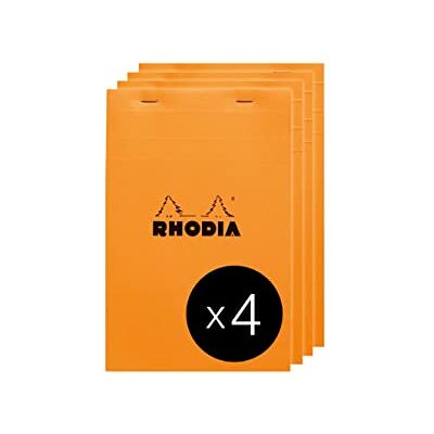 Rhodia 15200C häftat anteckningsblock nr 15 orange Giantpad A5 små plattor 150 avtagbara ark vitt Clairefontaine 80G papper belagt kortomslag förpackning med 4 block Rhodia 15200C häftat anteckningsblock nr 15 orange Giantpad A5 små plattor 150 avtagbara ark vitt Clairefontaine 80G papper belagt kortomslag förpackning med 4 block
