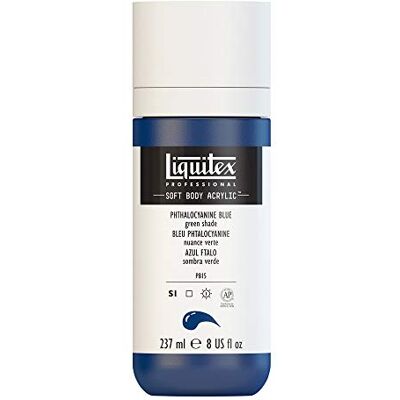 Liquitex 1923316 Professionell akrylfärg mjuk kropp – konstnärsfärg i krämig ogenomskinlig konsistens, hög pigmentering, icke-blekande och åldringsbeständig, 237 ml flaska – ftaloblå (grön ton) Liquitex 1923316 Professionell akrylfärg mjuk kropp – konstnärsfärg i krämig ogenomskinlig konsistens, hög pigmentering, icke-blekande och åldringsbeständig, 237 ml flaska – ftaloblå (grön ton)