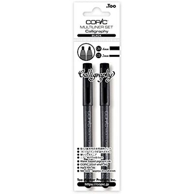 Copic Multiliner svart kalligrafiset, ritpennor med kilspets 2 och 3 mm, vattenbeständigt pigmentbläck i svart, för rita, bokstäver och kalligrafiskt skrivande Copic Multiliner svart kalligrafiset, ritpennor med kilspets 2 och 3 mm, vattenbeständigt pigmentbläck i svart, för rita, bokstäver och kalligrafiskt skrivande