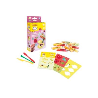 Jovi Play&Fun SWEET Fruktplasticine-kit, 10 st 15 gr, 2 x utskurna mallar och 3 modelleringsverktyg, presenter och hantverk för barn från 3 år Jovi Play&Fun SWEET Fruktplasticine-kit, 10 st 15 gr, 2 x utskurna mallar och 3 modelleringsverktyg, presenter och hantverk för barn från 3 år