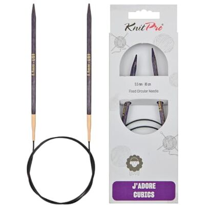 KnitPro J'Adore Cubics fasta rundstickor trästickor för strumpor, filtar, ärmar, kort rundstickning 80 cm x 5,5 mm KnitPro J'Adore Cubics fasta rundstickor trästickor för strumpor, filtar, ärmar, kort rundstickning 80 cm x 5,5 mm