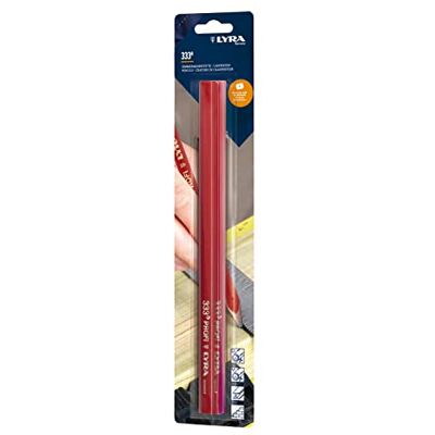 LYRA L4338006, snickarpenna 333® oval 30 cm lång, penna i professionellt utförande, perfekt för markeringar på trä, 3 stycken i blister LYRA L4338006, snickarpenna 333® oval 30 cm lång, penna i professionellt utförande, perfekt för markeringar på trä, 3 stycken i blister
