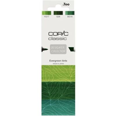 Copic Classic Deisgner kollektion, set med 3 färgade markörpennor, vintergröna nyanser, för konst & hantverk, färgning, grafik, highlighter, design, anime, professionella och nybörjare, konsttillbehör Copic Classic Deisgner kollektion, set med 3 färgade markörpennor, vintergröna nyanser, för konst & hantverk, färgning, grafik, highlighter, design, anime, professionella och nybörjare, konsttillbehör