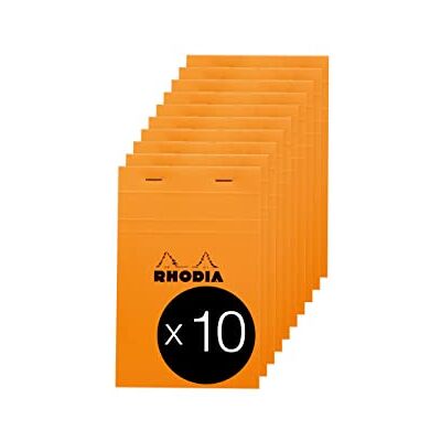 Rhodia 14600C Anteckningar Häftklammer nr 14 orange- 11x17 cm randig 80 avtagbara ark 80 g vitt Clairefontaine papper Belagt pappersöverdrag Förpackning med 10 block Rhodia 14600C Anteckningar Häftklammer nr 14 orange- 11x17 cm randig 80 avtagbara ark 80 g vitt Clairefontaine papper Belagt pappersöverdrag Förpackning med 10 block