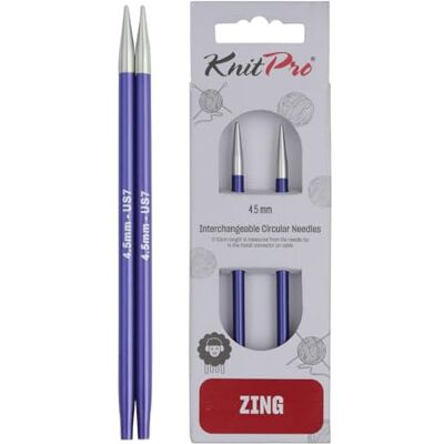 KnitPro Zing utbytbara cirkulära nålar 10 cm (4 tum) 4,50 mm KnitPro Zing utbytbara cirkulära nålar 10 cm (4 tum) 4,50 mm