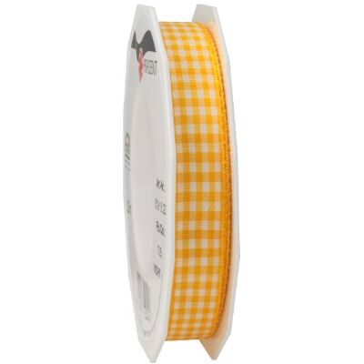 PRÄSENT C.E. Pattberg – Vichy trådbundet band gul-vit 15 mm bredd, 20 m längd PRÄSENT C.E. Pattberg – Vichy trådbundet band gul-vit 15 mm bredd, 20 m längd