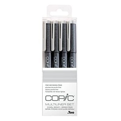 Copic Multiliner färgad markörpenna – cool grå set 4 st., för konst och hantverk, färgning, grafik, highlighter, design, anime, professionella och nybörjare, konsttillbehör och målarböcker Copic Multiliner färgad markörpenna – cool grå set 4 st., för konst och hantverk, färgning, grafik, highlighter, design, anime, professionella och nybörjare, konsttillbehör och målarböcker