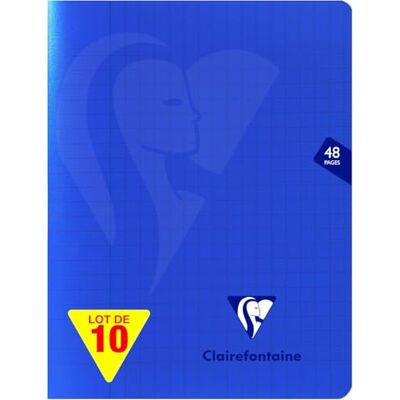 Clairefontaine 322751Cpack En uppsättning med 10 Mimesys häftade anteckningsböcker marinblå 17 x 22 cm 48 sidor stora plattor vitt papper 90 g polypro omslag Clairefontaine 322751Cpack En uppsättning med 10 Mimesys häftade anteckningsböcker marinblå 17 x 22 cm 48 sidor stora plattor vitt papper 90 g polypro omslag