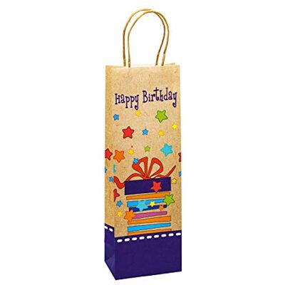 Set med 6 presentpåsar av kraftpapper - Födelsedag - Gåva för flaskor Set med 6 presentpåsar av kraftpapper - Födelsedag - Gåva för flaskor
