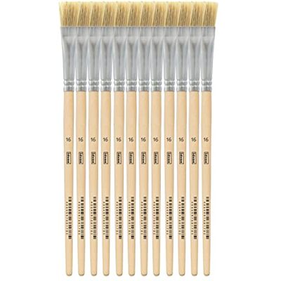 Idena 90100 – borstborste, storlek 16, med omålat trähandtag, set om 12, målarpensel för skolbarn, hobbykonstnärer Idena 90100 – borstborste, storlek 16, med omålat trähandtag, set om 12, målarpensel för skolbarn, hobbykonstnärer