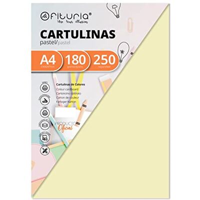 OFITURIA Pack 250 Kartonger Färg Grädde Storlek A4 180g OFITURIA Pack 250 Kartonger Färg Grädde Storlek A4 180g
