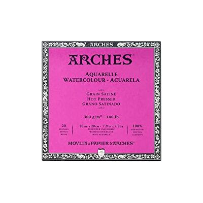 ARCHES 1795071 akvarellpapper i block (20 x 20 cm, limmad på 4 sidor, 300 g/m² satinerad) 20 ark naturvit ARCHES 1795071 akvarellpapper i block (20 x 20 cm, limmad på 4 sidor, 300 g/m² satinerad) 20 ark naturvit