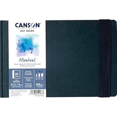 Canson Professional Book, akvarellpapper, finkorn, 300gsm, sydd anteckningsbok, Inbunden, 21,6 x 14 cm, vit, 24 ark Canson Professional Book, akvarellpapper, finkorn, 300gsm, sydd anteckningsbok, Inbunden, 21,6 x 14 cm, vit, 24 ark