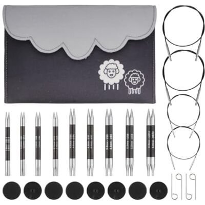 KnitPro Karbonz Interchangeable Needle Set – 9 x 10cm Circular Knitting Pin Pairs with Accessories Karbonz Deluxe Set for Beginners, Professionals & Gift Set KnitPro Karbonz Interchangeable Needle Set – 9 x 10cm Circular Knitting Pin Pairs with Accessories Karbonz Deluxe Set for Beginners, Professionals & Gift Set