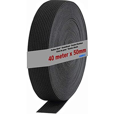 HIMRY KX_TKB5007-svart gummiband platt, polyester, svart, 40 m x 50 mm HIMRY KX_TKB5007-svart gummiband platt, polyester, svart, 40 m x 50 mm