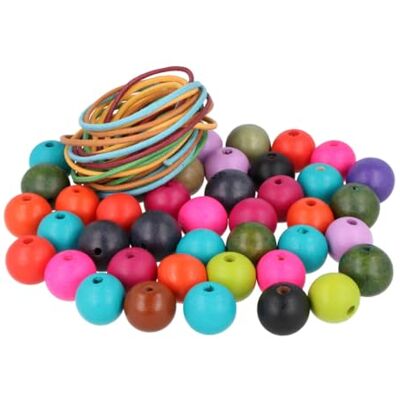 INNSPIRO Träpärlor boll blandade färger 20 mm och 5 m.tråd bomull 150u ca. INNSPIRO Träpärlor boll blandade färger 20 mm och 5 m.tråd bomull 150u ca.