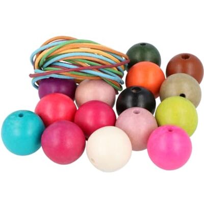 INNSPIRO Träpärlor boll blandade färger 30 mm och 5 m.tråd bomull 50u ca. INNSPIRO Träpärlor boll blandade färger 30 mm och 5 m.tråd bomull 50u ca.