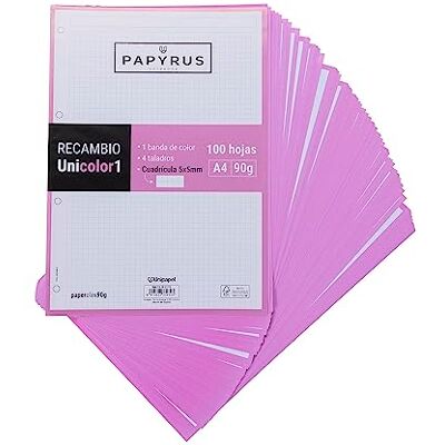 Unipapel 53392253. Reservdelar 100 ark A4, 5x5 kvadratisk, Band Ljusrosa, PaperClas90g, Papyrus Unicolor 1 Unipapel 53392253. Reservdelar 100 ark A4, 5x5 kvadratisk, Band Ljusrosa, PaperClas90g, Papyrus Unicolor 1