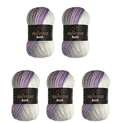 Wollbiene 5 x 100 g ullbi batik 500 gram ull med färggradient flerfärgad stickad ull virkull (5990 ros grå vit) Wollbiene 5 x 100 g ullbi batik 500 gram ull med färggradient flerfärgad stickad ull virkull (5990 ros grå vit)