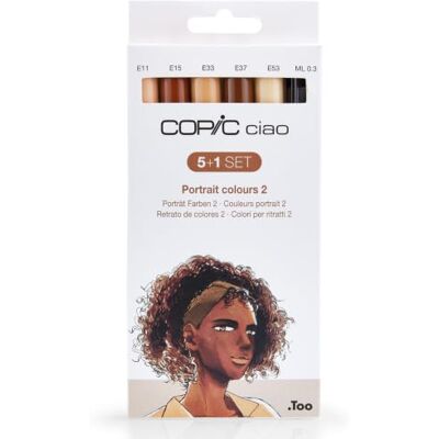 Copic Ciao färgad markörpenna – 5+1 set porträtt 2, för konst och hantverk, färgning, grafik, överstrykningspennor, design, anime, professionella och nybörjare, konsttillbehör och målarböcker Copic Ciao färgad markörpenna – 5+1 set porträtt 2, för konst och hantverk, färgning, grafik, överstrykningspennor, design, anime, professionella och nybörjare, konsttillbehör och målarböcker