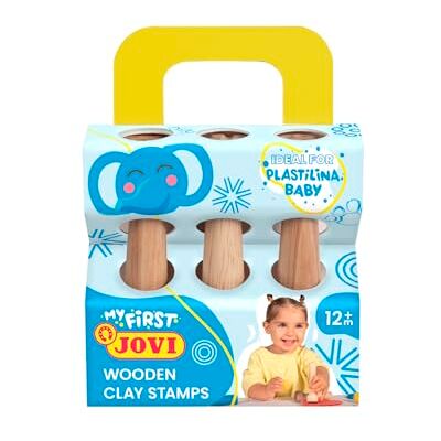 Jovi Baby Plasticine 3 trästämplar, olika mönster, modelleringsverktyg för barn från 12 månader (379/3WS) Jovi Baby Plasticine 3 trästämplar, olika mönster, modelleringsverktyg för barn från 12 månader (379/3WS)