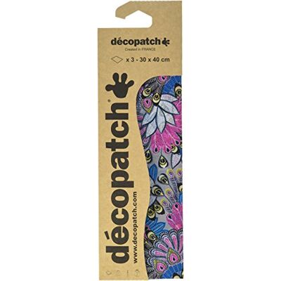 décopatch Decopatch C728O papper, 395 x 298 mm, 3-pack Silber Pink Pfauenfeder décopatch Decopatch C728O papper, 395 x 298 mm, 3-pack Silber Pink Pfauenfeder