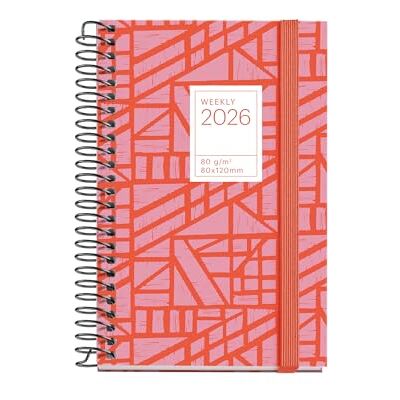 Miquelrius Veckovisningskalender 2026, liten och bärbar (80 x 120 mm), veckoplanering, hårt kartongomslag, spiral, elastisk gummiförslutning, papper 80 g/m², ES-EN-PT, Baden Miquelrius Veckovisningskalender 2026, liten och bärbar (80 x 120 mm), veckoplanering, hårt kartongomslag, spiral, elastisk gummiförslutning, papper 80 g/m², ES-EN-PT, Baden