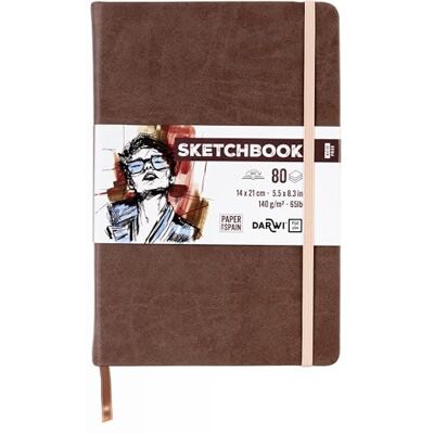 DARWI For You DF80014210006C Carnet Cousu Sketchbook 14x21 cm 140g 80 Feuilles Papier Dessin Blanc Couverture Rigide Brun DARWI For You DF80014210006C Carnet Cousu Sketchbook 14x21 cm 140g 80 Feuilles Papier Dessin Blanc Couverture Rigide Brun