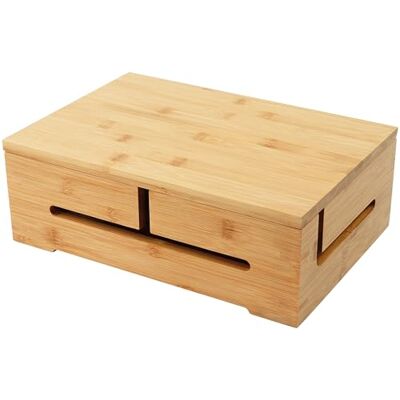 Relaxdays kabelbox, kabeldragning & ventilation, natur HxBxD 11 x 32 x 22 cm, dölja kablar, uttagsbox, bambu Relaxdays kabelbox, kabeldragning & ventilation, natur HxBxD 11 x 32 x 22 cm, dölja kablar, uttagsbox, bambu