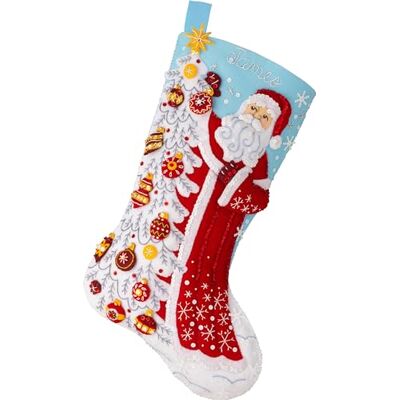 Bucilla Felt Applique 18" Stocking Making Kit, Snowy St. Nick, Perfect for Holiday DIY Arts and Crafts, 89685E Bucilla Felt Applique 18" Stocking Making Kit, Snowy St. Nick, Perfect for Holiday DIY Arts and Crafts, 89685E