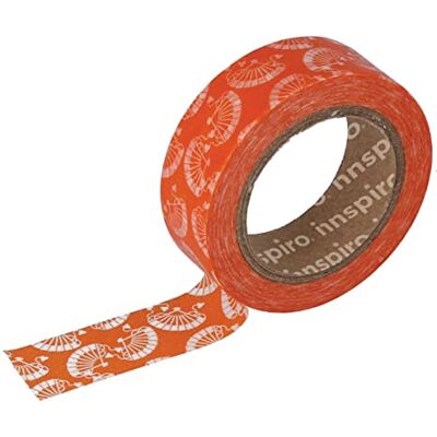 INNSPIRO Maskeringstejp Washi halv orange 15mm.x10m. Blommig serie INNSPIRO Maskeringstejp Washi halv orange 15mm.x10m. Blommig serie
