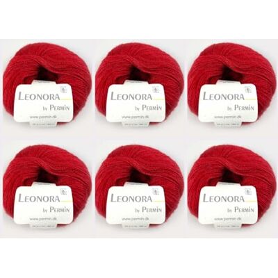 MARUSSIA 6 x Leonora av Permin – ädel sidenull-mohair-garn (17 röd) MARUSSIA 6 x Leonora av Permin – ädel sidenull-mohair-garn (17 röd)