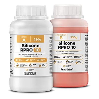 Reschimica R PRO 10 silikon gummi duplicerande silikon, för gör-det-själv gjutning och mögeltillverkning (mjuk) (500 gr) Reschimica R PRO 10 silikon gummi duplicerande silikon, för gör-det-själv gjutning och mögeltillverkning (mjuk) (500 gr)