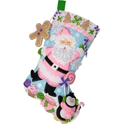 Bucilla , Lollipop Santa, Felt Applique 18" Stocking Making Kit, Perfect for Holiday DIY Arts and Crafts, 89705E Bucilla , Lollipop Santa, Felt Applique 18" Stocking Making Kit, Perfect for Holiday DIY Arts and Crafts, 89705E